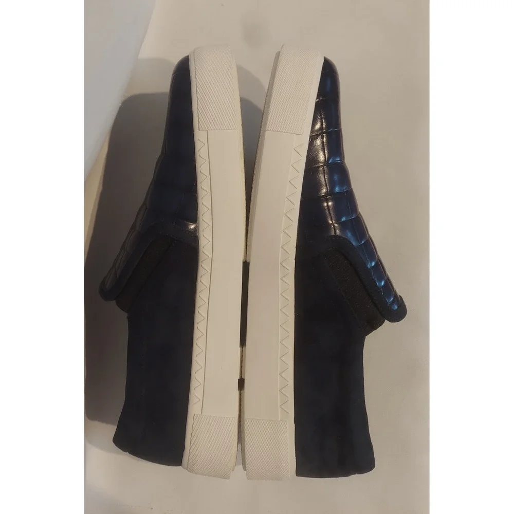 Via Spiga Womens Navy Maliah Croc Embossed Leather & Suede Sneakers Size 8.5 ❤️ - Picture 6 of 10